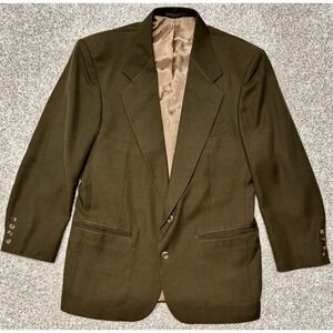 Cellini Uomo Mens 40R Double Breasted Suit Jacket Green Vintage EXCELLENT